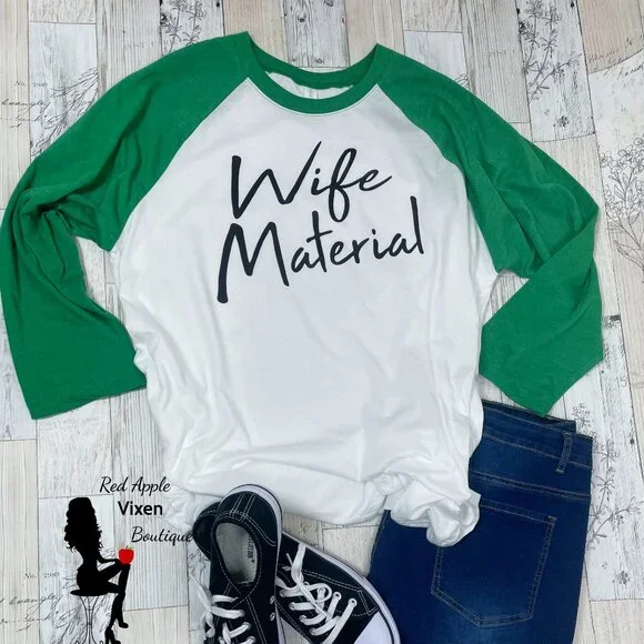 Wife Material Graphic Raglan Tee - Picture 1 of 2